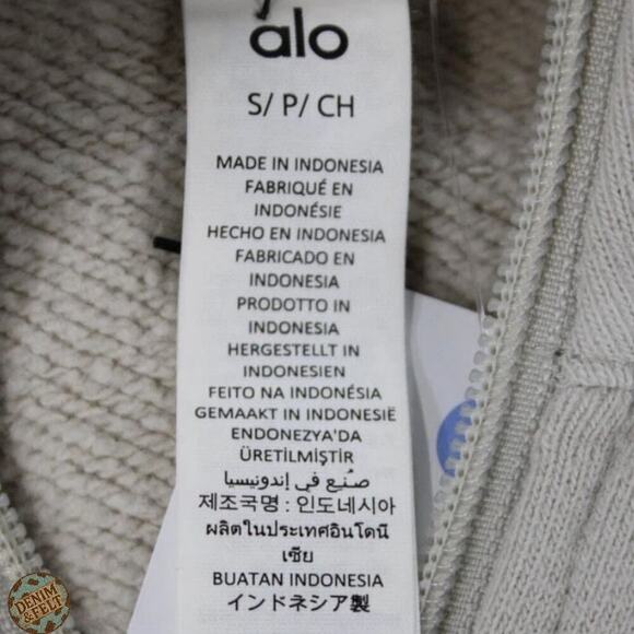 Alo UNISEX Renown Heavyweight 1/4 Zip Pullover Sweatshirt Color: Bone Sz: S - Picture 12 of 16